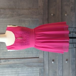 Charming Charlie Pink Embroidered Chiffon Dress